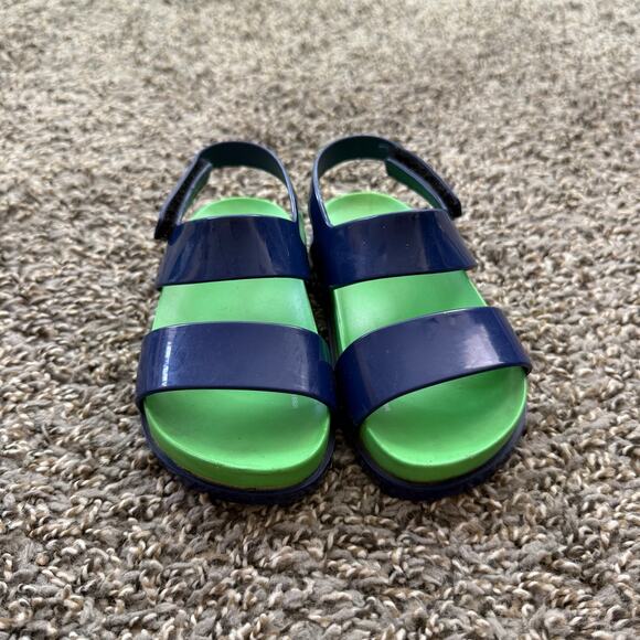 Mini Melissa Cosmoc Sandal Slipper Girls Kids Size 9 Navy Green Adjustable - Picture 1 of 8